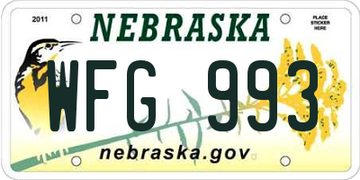 NE license plate WFG993