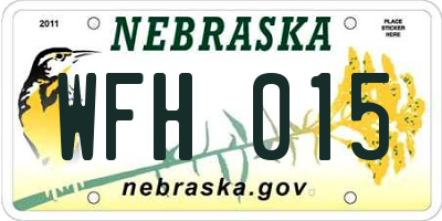 NE license plate WFH015
