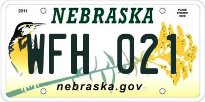 NE license plate WFH021