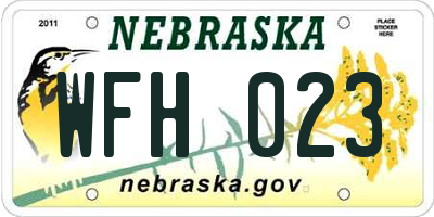 NE license plate WFH023
