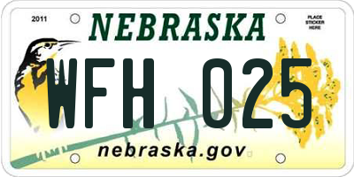 NE license plate WFH025