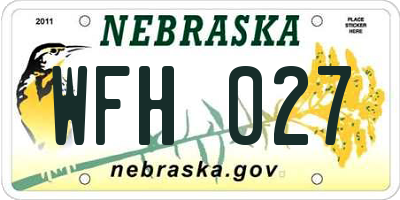 NE license plate WFH027