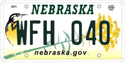 NE license plate WFH040