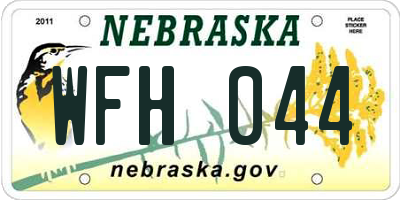 NE license plate WFH044