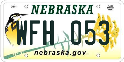 NE license plate WFH053