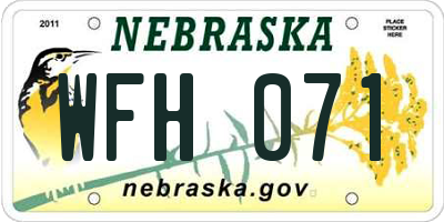 NE license plate WFH071