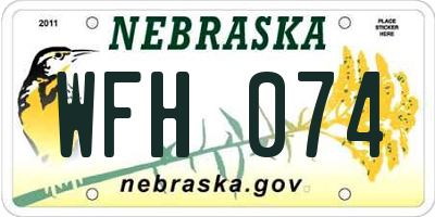 NE license plate WFH074