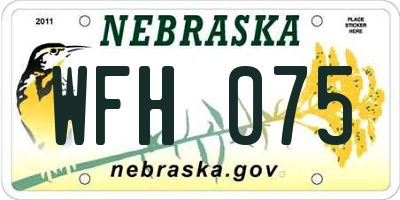 NE license plate WFH075