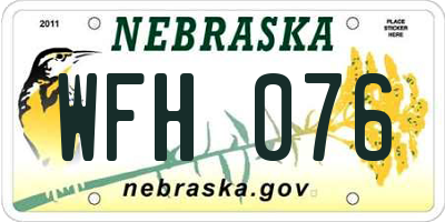 NE license plate WFH076