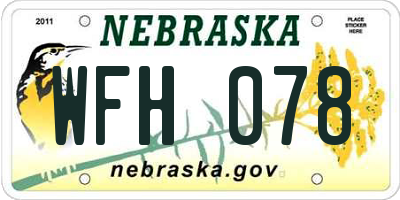 NE license plate WFH078