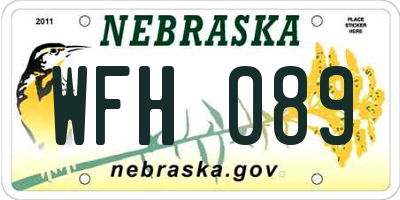 NE license plate WFH089
