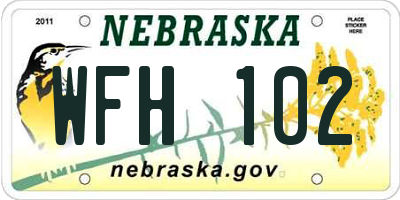 NE license plate WFH102