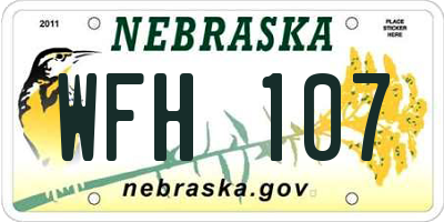 NE license plate WFH107