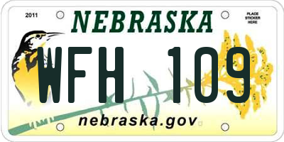 NE license plate WFH109
