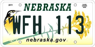 NE license plate WFH113