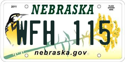 NE license plate WFH115