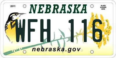 NE license plate WFH116