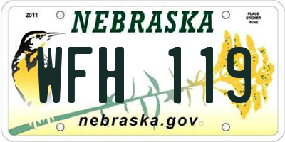 NE license plate WFH119