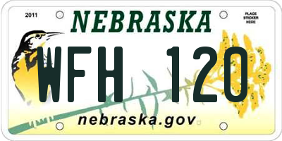NE license plate WFH120