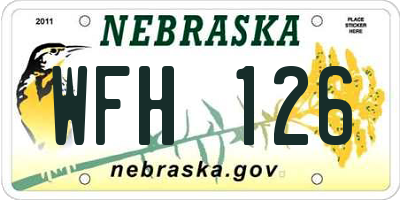 NE license plate WFH126