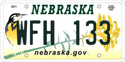 NE license plate WFH133