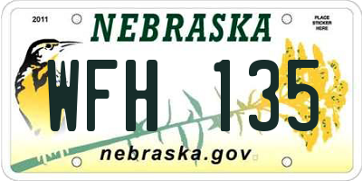 NE license plate WFH135