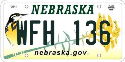 NE license plate WFH136