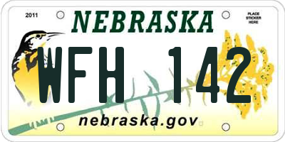 NE license plate WFH142