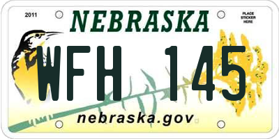 NE license plate WFH145