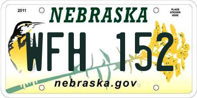 NE license plate WFH152