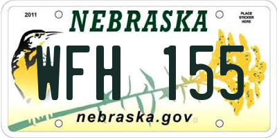 NE license plate WFH155