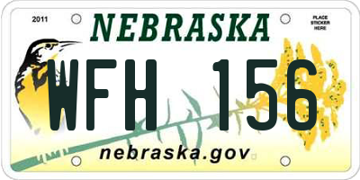 NE license plate WFH156
