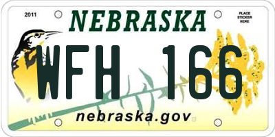 NE license plate WFH166