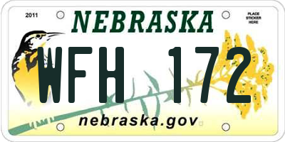 NE license plate WFH172