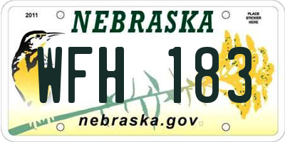 NE license plate WFH183