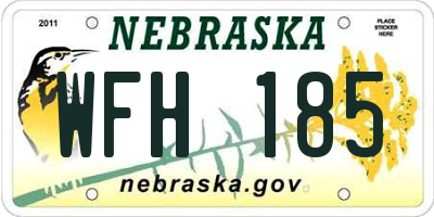 NE license plate WFH185