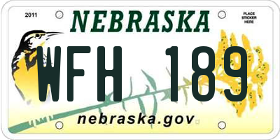NE license plate WFH189