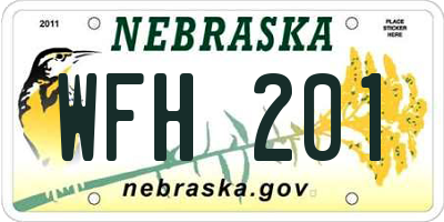 NE license plate WFH201