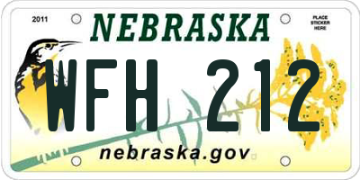 NE license plate WFH212