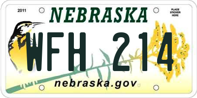 NE license plate WFH214
