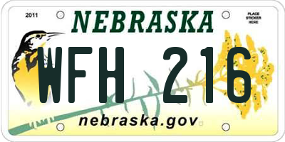 NE license plate WFH216