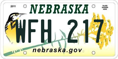NE license plate WFH217