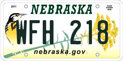 NE license plate WFH218