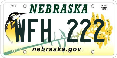 NE license plate WFH222