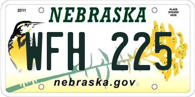 NE license plate WFH225