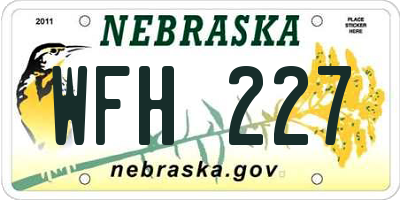 NE license plate WFH227