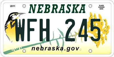 NE license plate WFH245