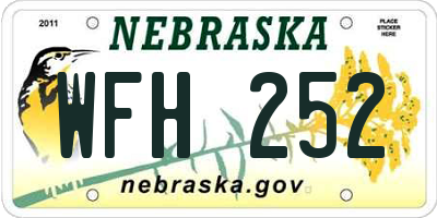 NE license plate WFH252