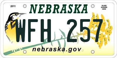 NE license plate WFH257