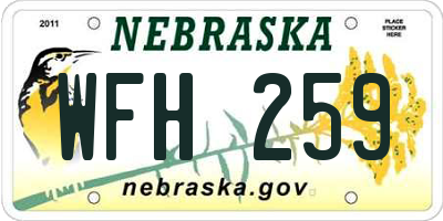 NE license plate WFH259